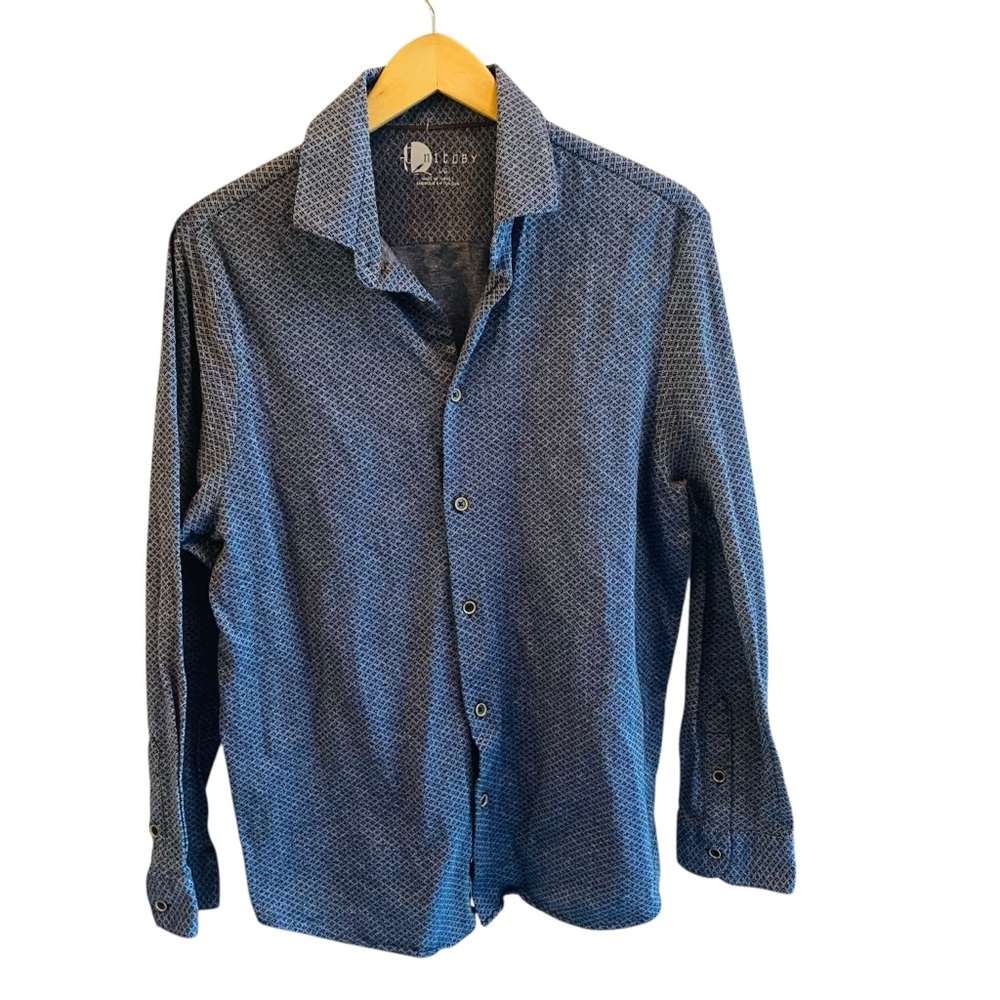 NICOBY Blue Printed 100% Cotton Button Down